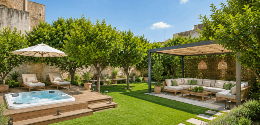 Palazzo storico con giardino e terrazzo panoramico nel cuore di Guagnano